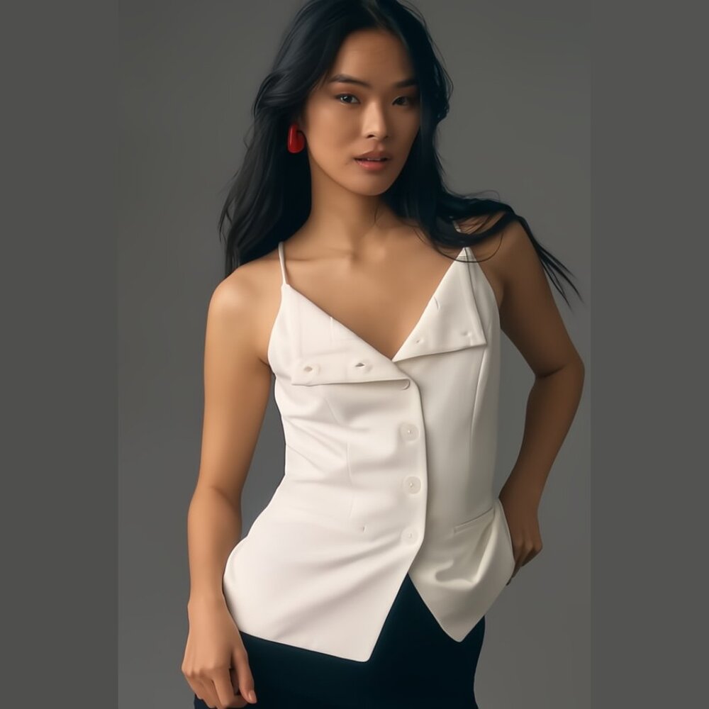NEW Sunday in Brooklyn Size XL Ponte Apron Vest - White